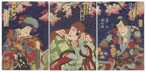 Kunichika, Kabuki, Original Japanese Woodblock Print