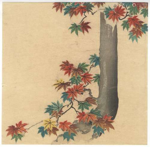 Autumn Leaves, Original Japanese Woodblock Print