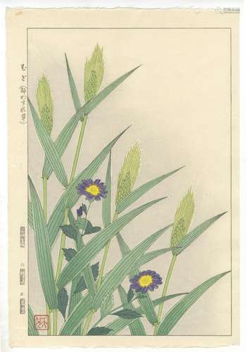 Shodo, Flowers, Original Japanese Woodblock Print