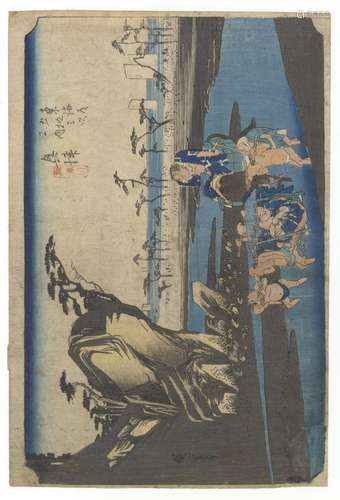 Hiroshige, Okitsu, Original Japanese Woodblock Print