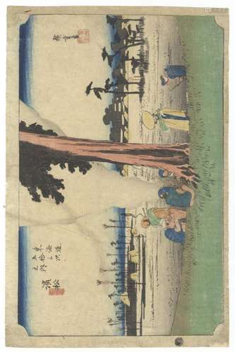 Hiroshige Ando, Tree, Original Japanese Woodblock Print