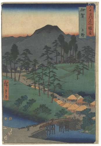 Hiroshige I, Ueno, Original Japanese Woodblock Print