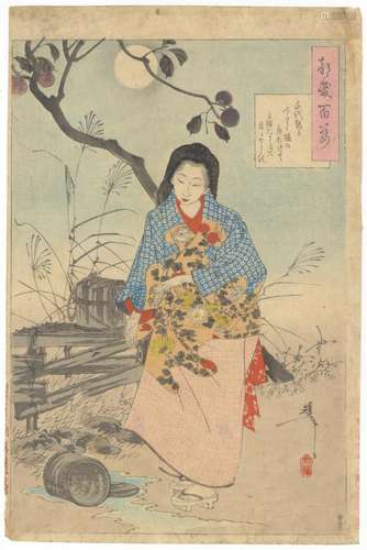 Yoshitoshi, Lady, Original Japanese Woodblock Print