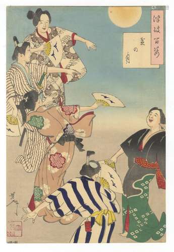 Yoshitoshi, Bon Festival, Original Japanese Woodblock Print