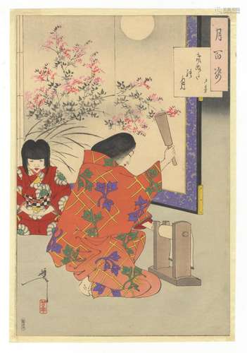 Yoshitoshi, Kimono, Original Japanese Woodblock Print