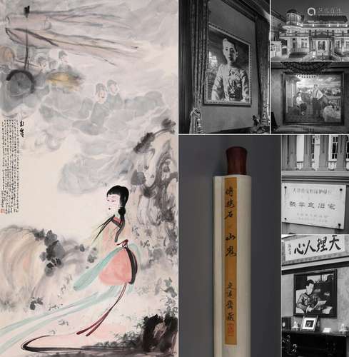 CHINESE SCROLL PAINTING OF BEAUTY SIGNED BY FU BAOSHI