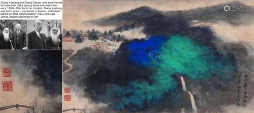 CHINESE SCROLL PAINTING OF MOUNTAIN VIEWS SIGNED BY ZHANG DA...