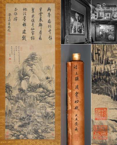 CHINESE SCROLL PAINTING OF MOUNTAIN VIEWS SIGNED BY WANGJIAN