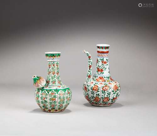 Two famille-verte ‘lotus’ kendi, Qing dynasty, Kangxi period...