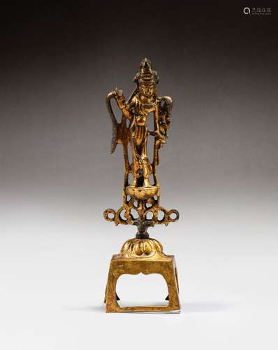 A gilt-bronze figure of Avalokiteshvara, probably Tang dynas...