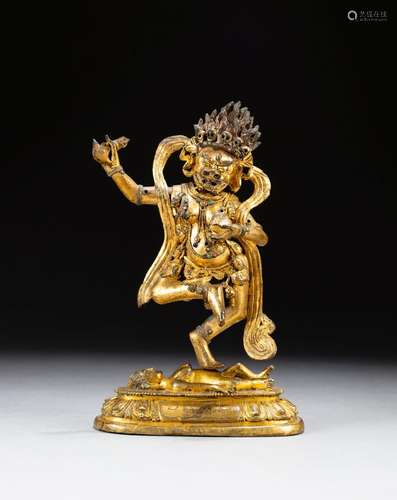 A gilt-bronze figure of Simhamukha Dakini, Qing dynasty, 18t...