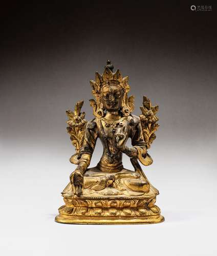 A gilt-bronze figure of White Tara, Qing dynasty, 18th centu...