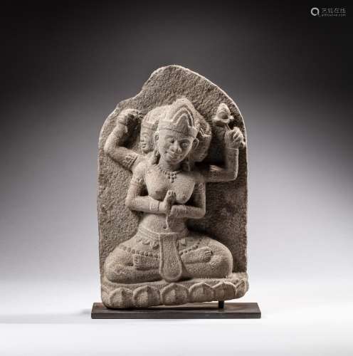 A stone figure of Brahma, Vietnam, probably Champa, ca. 13th...