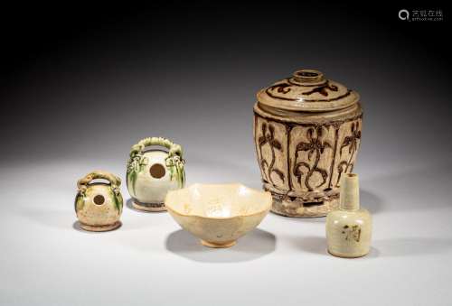 A group of five cream-glazed ceramics, Vietnam, probably Tra...