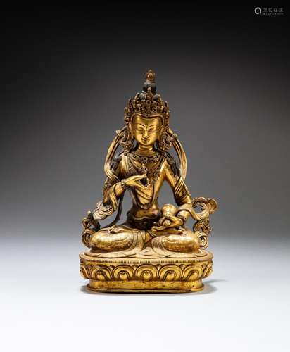 A gilt-bronze figure of Vajrasattva, Nepal, 20th century | 尼...