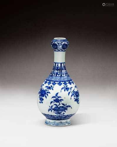 A blue and white 'lotus' bottle vase, Republican per...