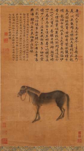 After Zhao Mengfu (1254-1322), horse, ink and color on silk,...