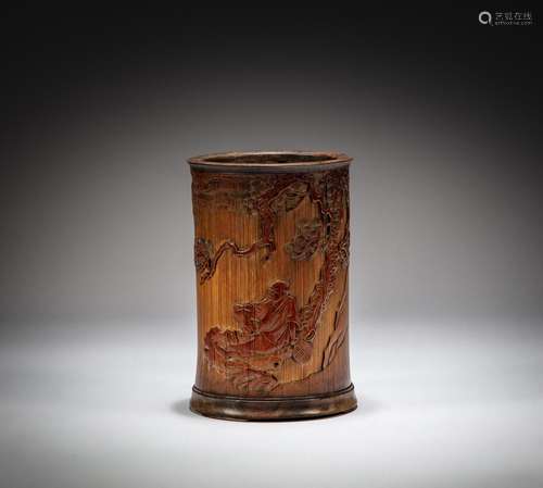 A 'figural' bamboo brushpot, Qing dynasty, 17th - 19...