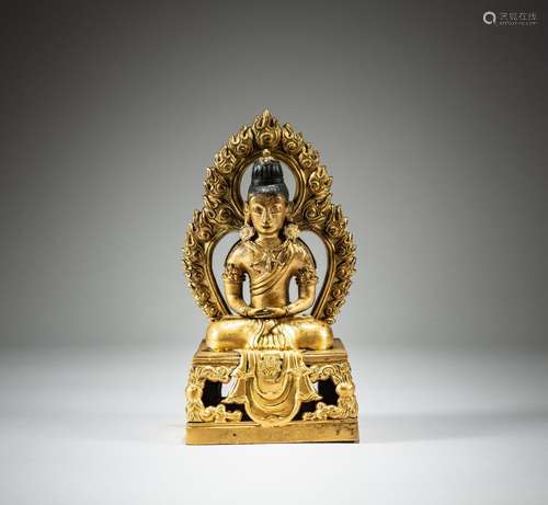 A gilt-bronze figure of Amitayus, Mark and period of Qianlon...