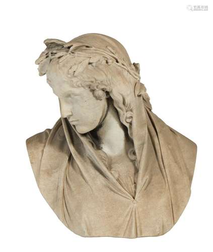 194 Buste de femme en marbre sculpté.<br />
XIXème siècle<br...