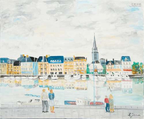 367 René JAMES (1935-2022)<br />
Honfleur<br />
Huile sur to...