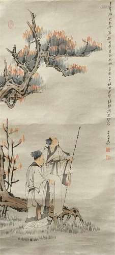 A Zhang daqian's figure painting