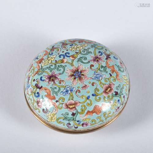 An enamel 'floral' box and cover