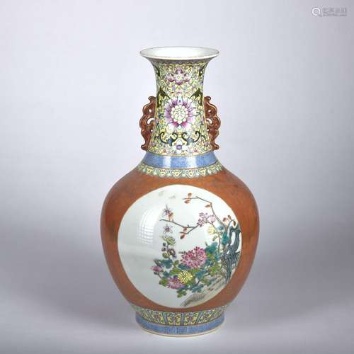 A famille-rose 'floral' vase