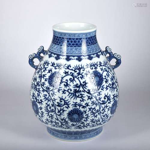 A blue and white 'lotus' jar