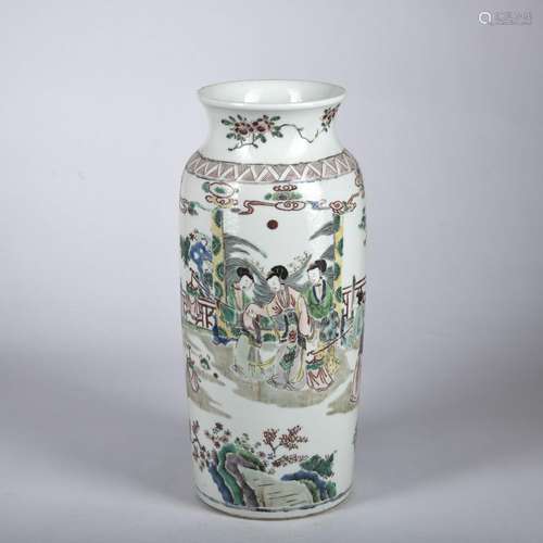 A Wu cai 'figure' vase