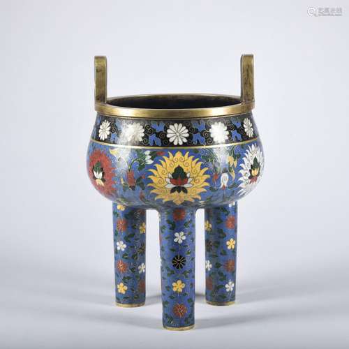 A Cloisonne enamel censer