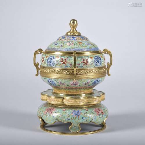 An enamel 'floral' censer