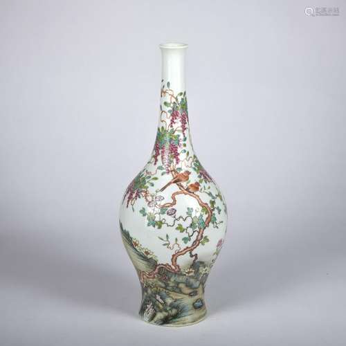 A famille-rose 'floral and birds' vase