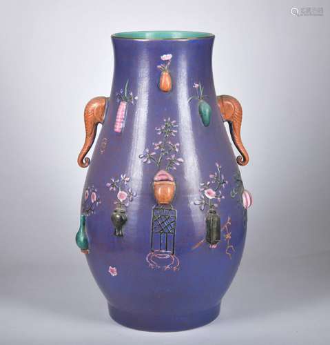 A purple ground vase