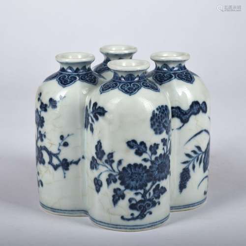 A blue and white 'floral' vase