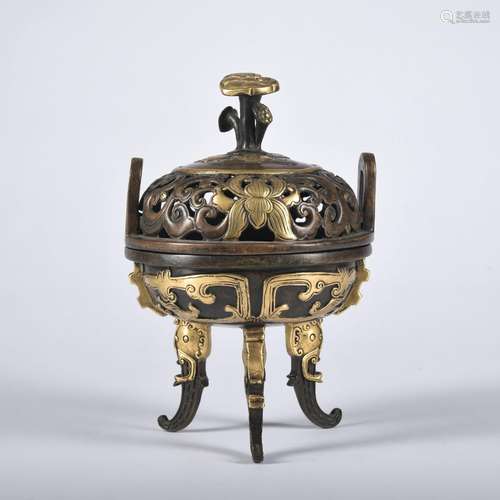 A gilt-bronze censer