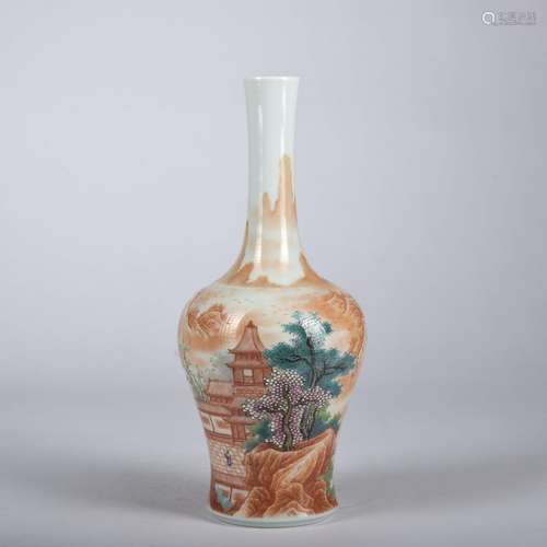 A Wu cai 'landscape' vase