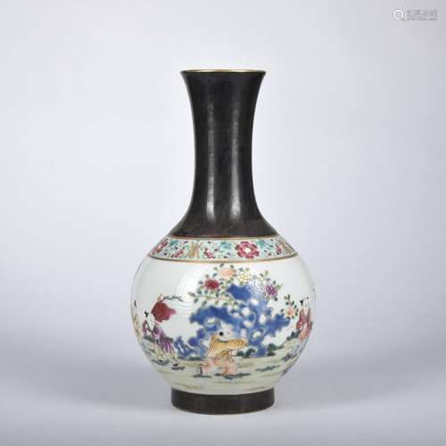 A famille-rose 'figure' vase