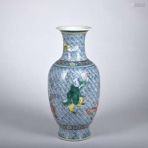 A blue and white Wucai 'figure' vase