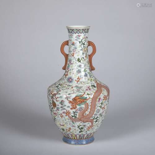 A famille-rose 'dragon' vase