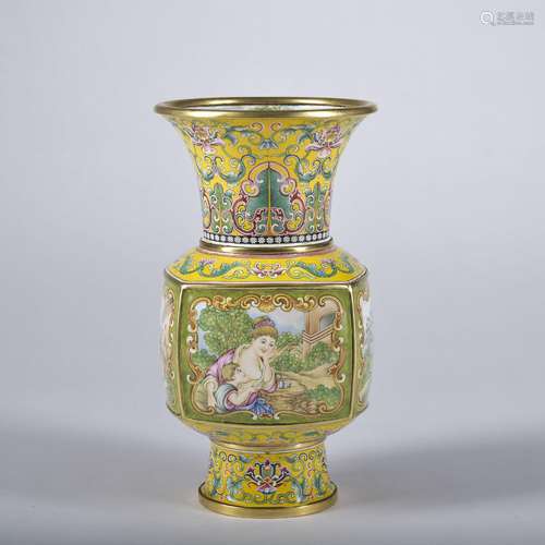 An enamel 'figure' vase