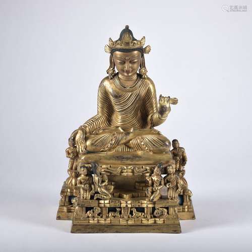 A gilt-bronze statue of Avalokiteshvara