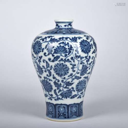 A blue and white 'floral' Meiping