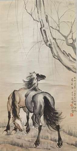 A Xu beihong's horses painting