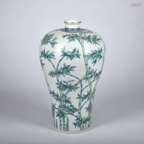 A green glazed 'bamboo' Meiping