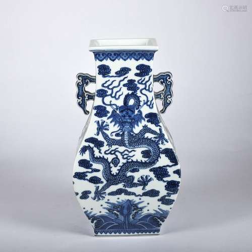 A blue and white 'dragon' vase