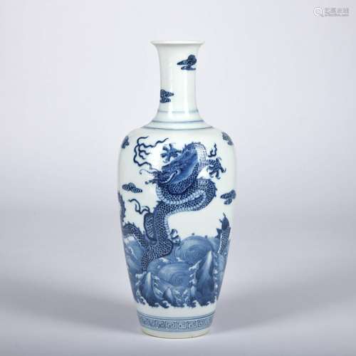 A blue and white 'dragon' vase