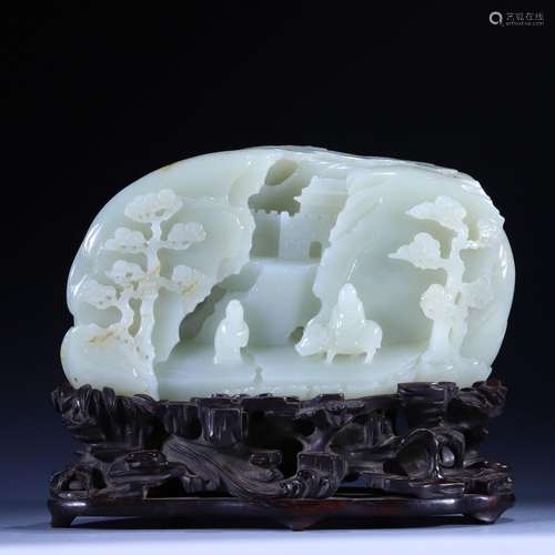 hetian jade mountain ornament