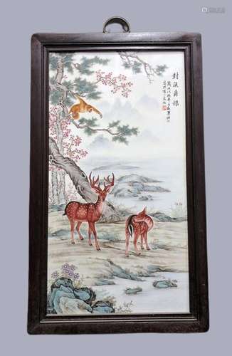 Bi YuanmingPastel Seal Marquis Lu Porcelain Plate Painting