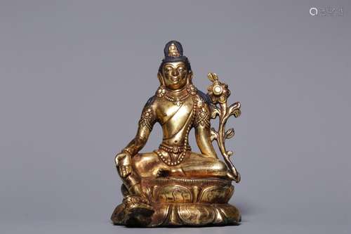 Qing Dynasty, Gilt Bronze Green Tara